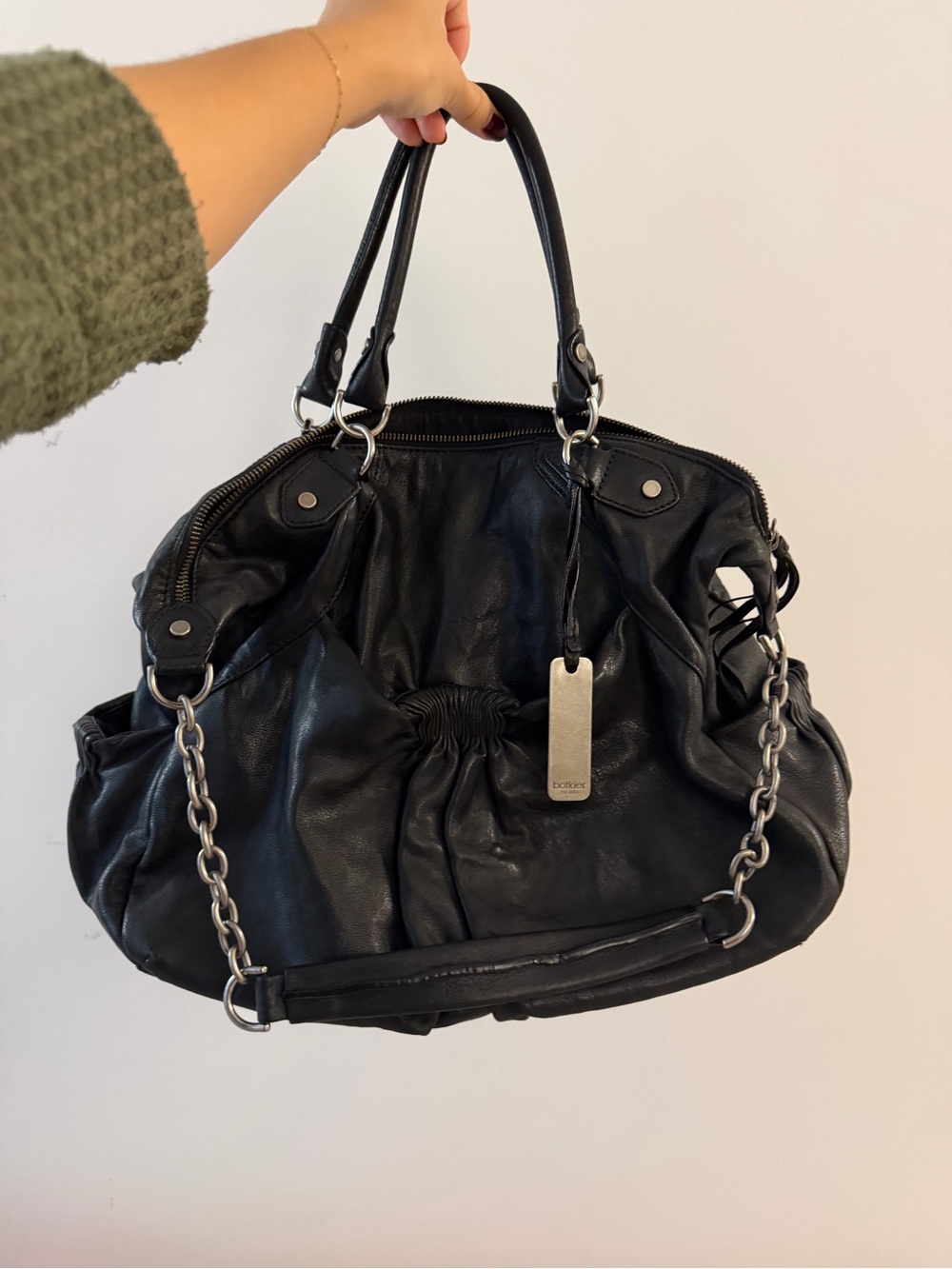Vintage Botkier black lambskin hobo bag